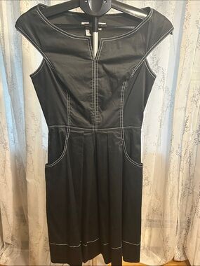 Maggy London Black Dress with White Contrast Stitching